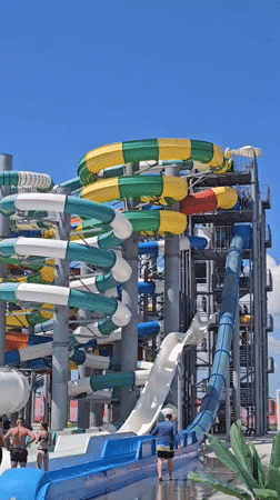 Crowded water park in full swing on a summer day in Chișinău
