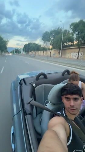 Three friends captured driving convertible through Plovdiv, Bulgaria