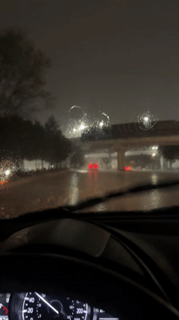 Heavy rain creates challenging nighttime driving conditions in Puebla