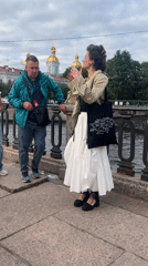 Mic'd speaker addresses small group along St. Petersburg waterfront