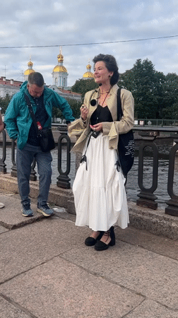 Mic'd speaker addresses small group along St. Petersburg waterfront