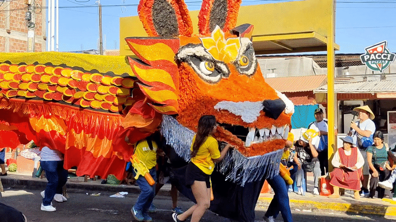 Traditional street parade and festival celebration in Tacna Peru
