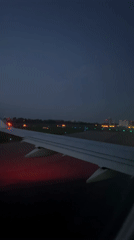Aircraft on runway captured from interior view in Luxembourg