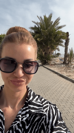 Woman films morning vlogs along Turkish Mediterranean coast in Erdemli