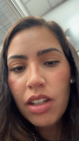 Woman films casual video segments with pet dog in Mexico