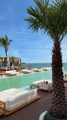 Resort pool scenes captured in Pattaya during morning hours