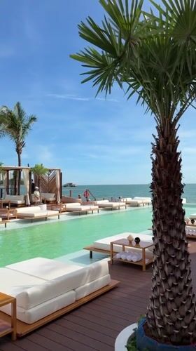 Resort pool scenes captured in Pattaya during morning hours