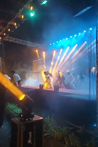 Nighttime performance event illuminates Kalamassery with stage lights, decorations