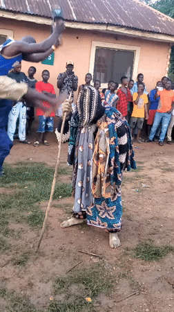 Traditional masquerade performance draws a crowd in Akwanga, Nigeria