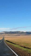 Straight road through dry Russian landscape documented