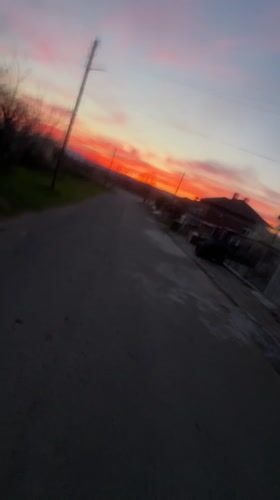 Sunset walk captured on rural Bulgarian road