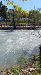 Tourist captures river scenes and selfie in Antalya Turkey