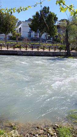 Tourist captures river scenes and selfie in Antalya Turkey