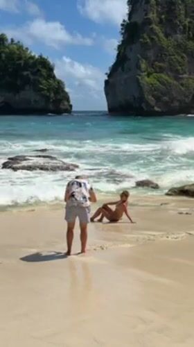 Morning beach scenes captured on Nusa Penida's scenic coastline