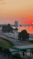 Multiple angles on a vivid Dnipro River sunset
