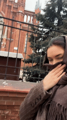 Woman observed near Moscow landmark during street construction activity