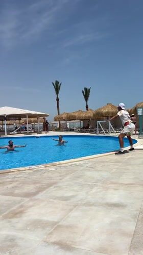 Resort guests enjoy sunny morning at Al Ahia' beach resort