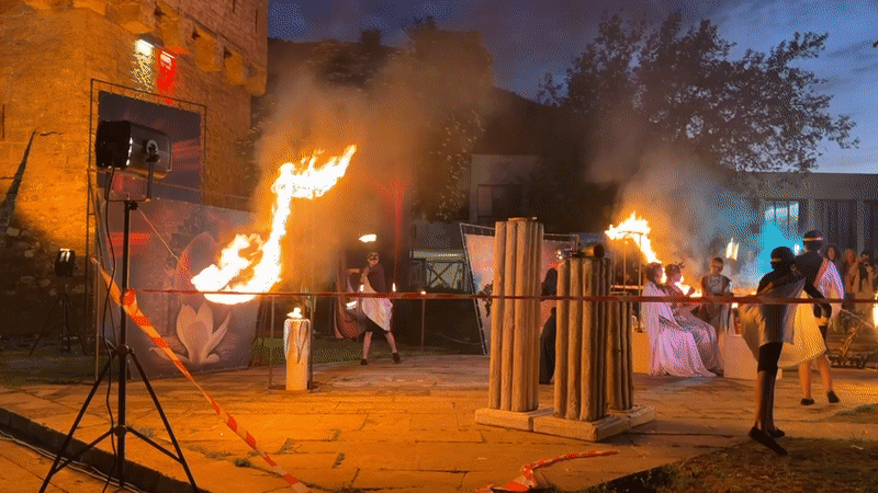 Ancient-themed theatrical performance with torches staged in Vratsa, Bulgaria