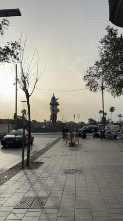 Morning scenes captured in Barcelona: street sidewalk and marina yachts