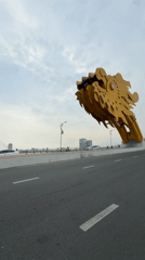 Golden dragon sculpture captured on bridge in Đà Nẵng