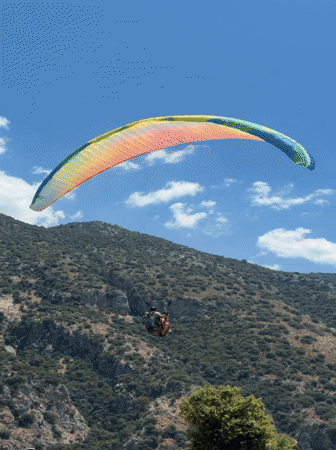 Paragliders fill the skies above Fethiye on a clear morning