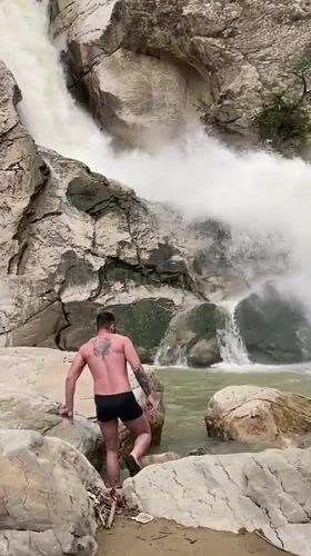 Up close at Khuchni waterfall, Dagestan