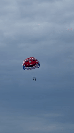Parasailing and beach moments captured in Bečići, Montenegro