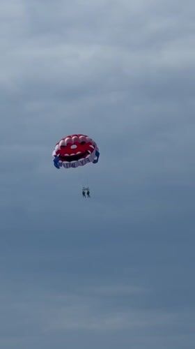 Parasailing and beach moments captured in Bečići, Montenegro