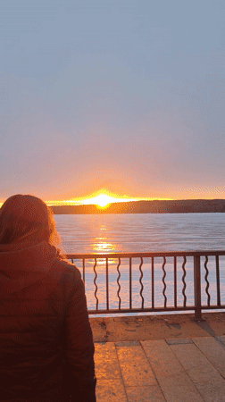 Person documented near outdoor art in Chaikovsky, Russia