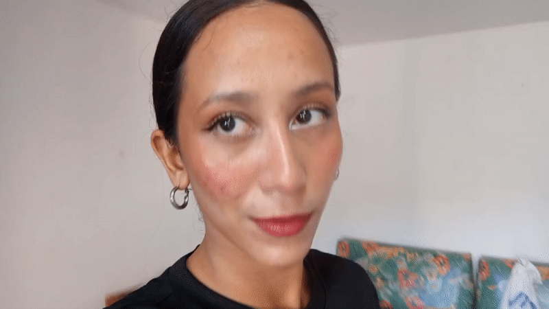 Woman takes selfies in Porlamar, Venezuela