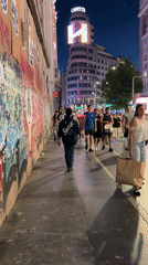 Madrid street life captured during evening hours