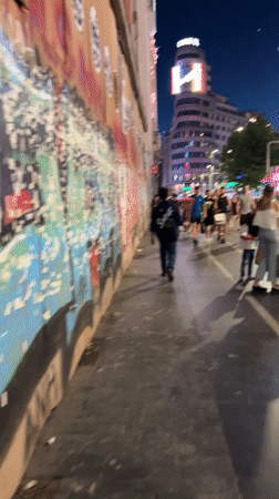 Madrid street life captured during evening hours