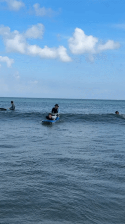 Early morning surf lessons documented at Kuta Beach Indonesia