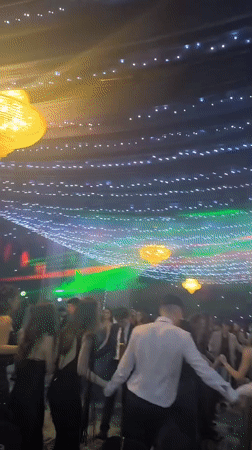 Formal dancing event held in decorated Sofia hall