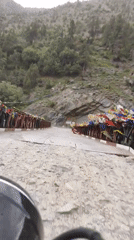 Mountain road journey through prayer flag country, Arat valley
