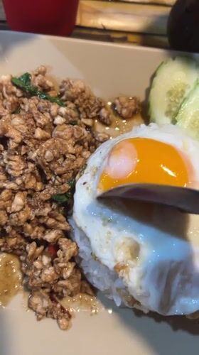 Traditional Thai rice dish with fried egg documented in Ratsada