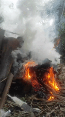 Small debris fire burns in Lhokseumawe, Indonesia