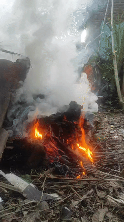 Small debris fire burns in Lhokseumawe, Indonesia