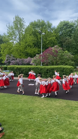 Children perform traditional folk dance in Riga, Latvia