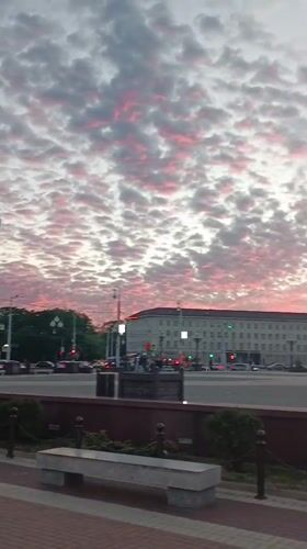 Twilight scenes captured at Kaliningrad cathedral square