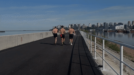Evening outdoor activities observed along Khabarovsk waterfront