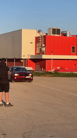 Camaro performs burnout outside Bulgarian shopping center