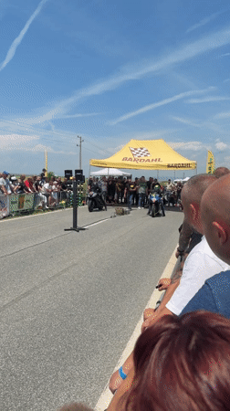 Motorcycle drag race staged in Chirpan, Bulgaria