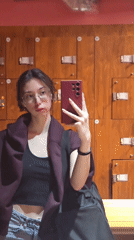 Woman takes selfies in Stara Zagora locker room