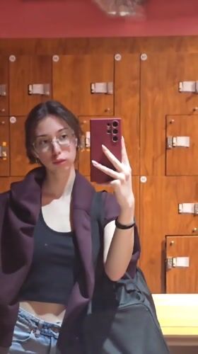 Woman takes selfies in Stara Zagora locker room