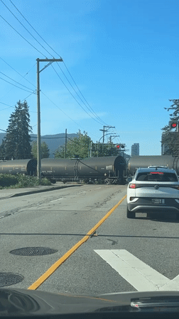 Early morning traffic encounters train crossing, truck in Coquitlam area