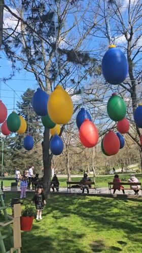 Easter festivities observed in decorated Dobrich park, Bulgaria