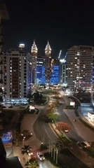 Dubai nighttime cityscape and highway traffic captured Sunday evening