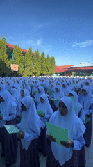 School assembly in formation, Lhokseumawe, Indonesia
