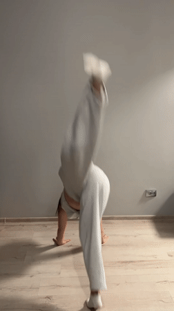 Home workout session with cat companion documented in Ternopil